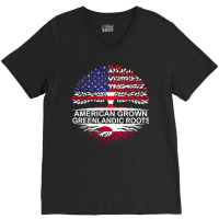 Usa & Greenland Flags Tee American Grown Greenlandic Roots T Shirt V-neck Tee | Artistshot