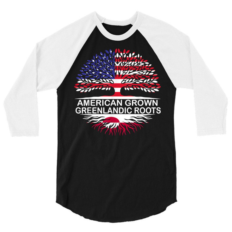 Usa & Greenland Flags Tee American Grown Greenlandic Roots T Shirt 3/4 Sleeve Shirt | Artistshot