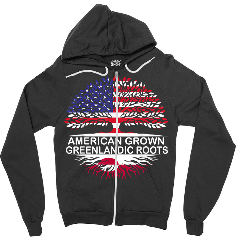 Usa & Greenland Flags Tee American Grown Greenlandic Roots T Shirt Zipper Hoodie | Artistshot