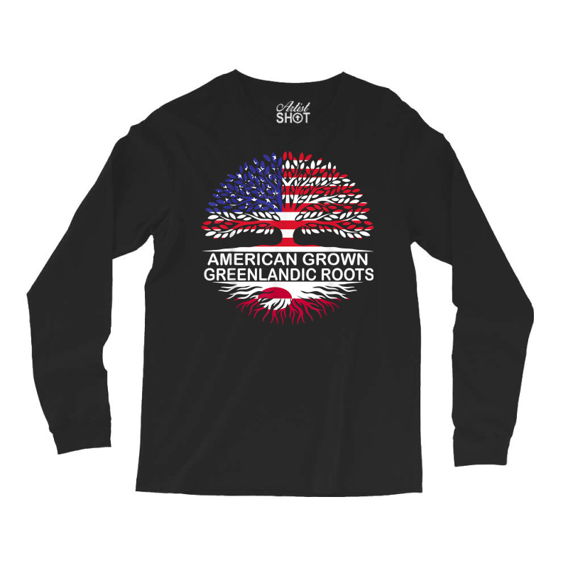 Usa & Greenland Flags Tee American Grown Greenlandic Roots T Shirt Long Sleeve Shirts | Artistshot