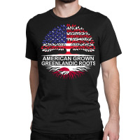 Usa & Greenland Flags Tee American Grown Greenlandic Roots T Shirt Classic T-shirt | Artistshot