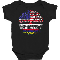 Usa & Mauritius Flags Tee American Grown Mauritian Roots T Shirt Baby Bodysuit | Artistshot