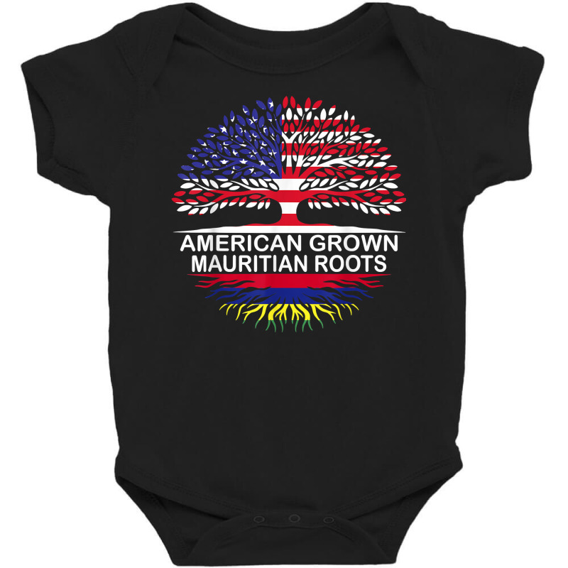 Usa & Mauritius Flags Tee American Grown Mauritian Roots T Shirt Baby Bodysuit by belenfinl | Artistshot