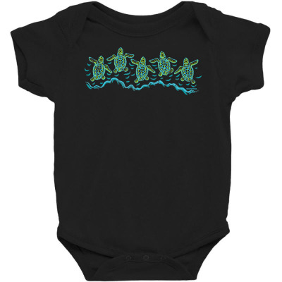 Baby Sea Turtles Vintage Beach Tee Baby Bodysuit Designed By Afa Designs