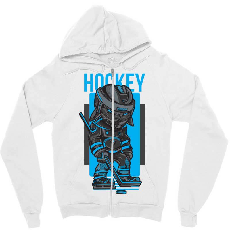 Hockey Man Blue And Gray Zipper Hoodie | Artistshot