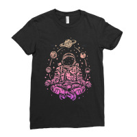 Meditating Astronaut Planets Colorful Lotus Women Meditation Ladies Fitted T-shirt | Artistshot