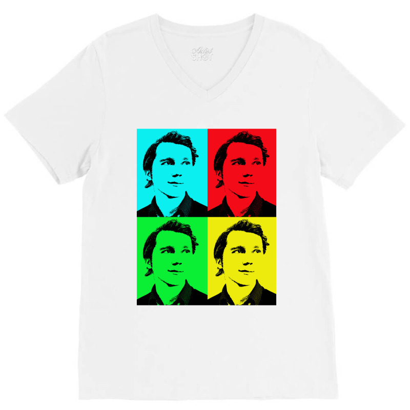 Paul Dano Pop Art V-Neck Tee by GREGUFFMAN | Artistshot