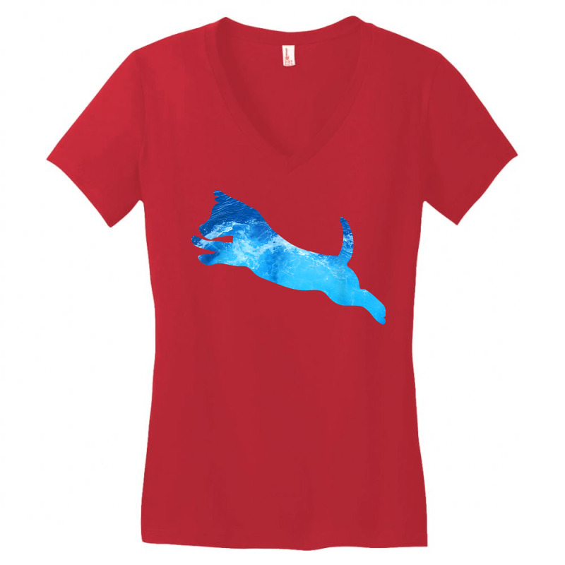 Dog Dock Diving Design Canine Water Sport T Shirt Women's V-Neck T-Shirt by ormtbkluss | Artistshot