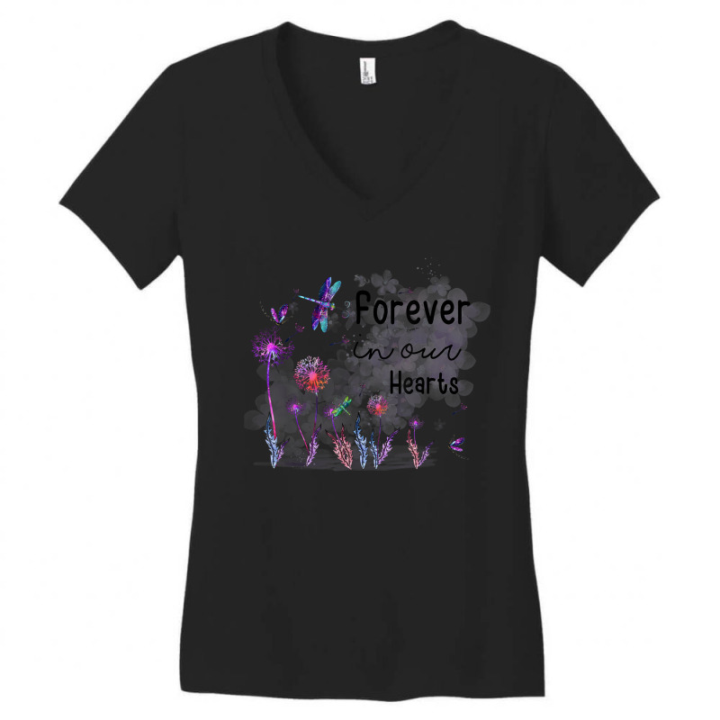 Forever In Our Hearts Dandelion Dragonfly Memorial Women Men Women's V-Neck T-Shirt by MalcolmJCausby | Artistshot