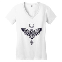 Crystal Moon And Death Mothmystic Pagan Skeleton Women's V-neck T-shirt | Artistshot