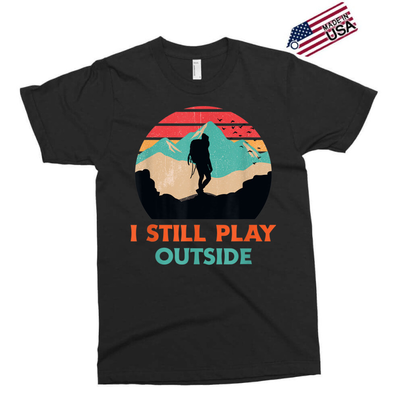 I Still Play Outside Hiking Retro Sunset Silhouette Exclusive T-shirt | Artistshot