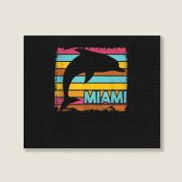 Miami Resident Vintage Dolphin Silhouette Souvenir Gift Landscape Canvas Print | Artistshot