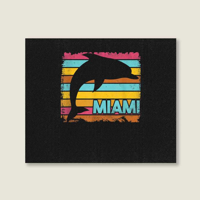 Miami Resident Vintage Dolphin Silhouette Souvenir Gift Landscape Canvas Print | Artistshot