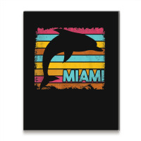 Miami Resident Vintage Dolphin Silhouette Souvenir Gift Metal Print Vertical | Artistshot