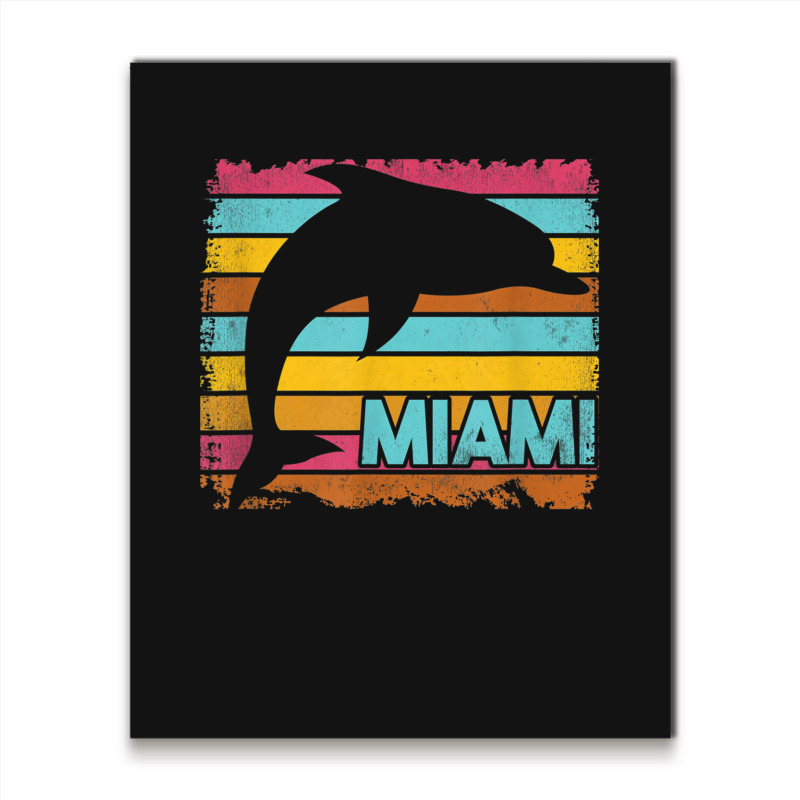 Miami Resident Vintage Dolphin Silhouette Souvenir Gift Metal Print Vertical | Artistshot