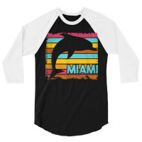 Miami Resident Vintage Dolphin Silhouette Souvenir Gift 3/4 Sleeve Shirt | Artistshot