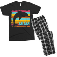 Miami Resident Vintage Dolphin Silhouette Souvenir Gift Men's T-shirt Pajama Set | Artistshot