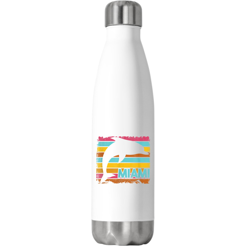 Miami Resident Vintage Dolphin Silhouette Souvenir Gift Stainless Steel Water Bottle | Artistshot