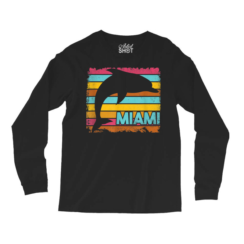 Miami Resident Vintage Dolphin Silhouette Souvenir Gift Long Sleeve Shirts | Artistshot