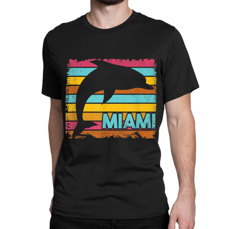 Miami Resident Vintage Dolphin Silhouette Souvenir Gift Classic T-shirt | Artistshot