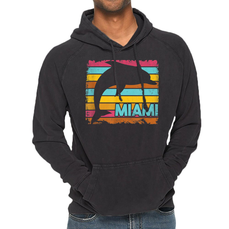 Miami Resident Vintage Dolphin Silhouette Souvenir Gift Vintage Hoodie | Artistshot