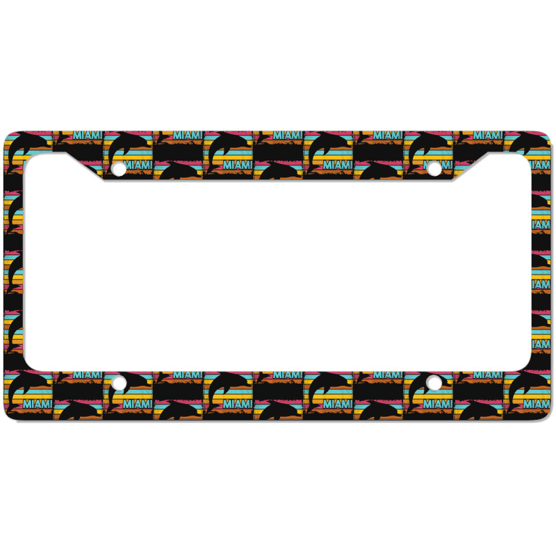 Miami Resident Vintage Dolphin Silhouette Souvenir Gift License Plate Frame | Artistshot