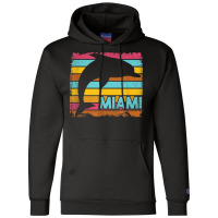 Miami Resident Vintage Dolphin Silhouette Souvenir Gift Champion Hoodie | Artistshot