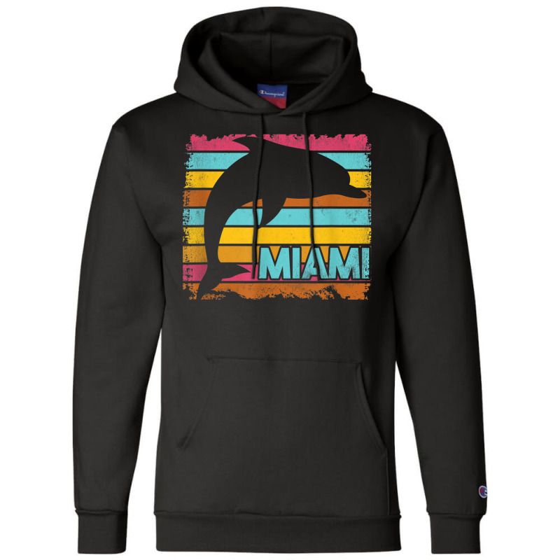 Miami Resident Vintage Dolphin Silhouette Souvenir Gift Champion Hoodie | Artistshot