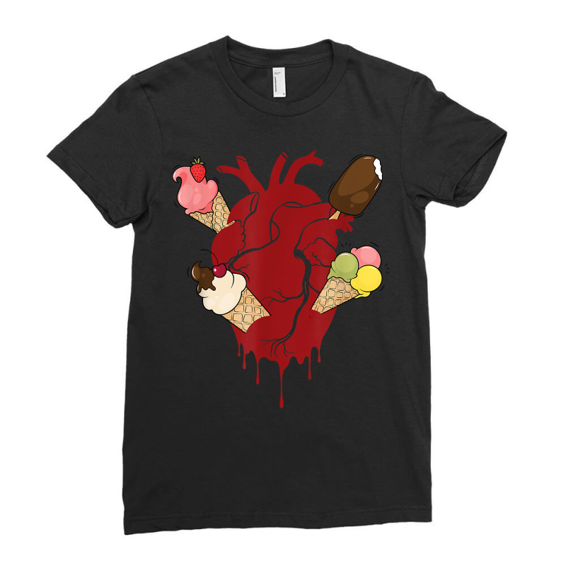 Ice Cream With Heart For Girls Teens Women Ice Cream Cone T Shirt Ladies Fitted T-Shirt by halexvvchukle | Artistshot