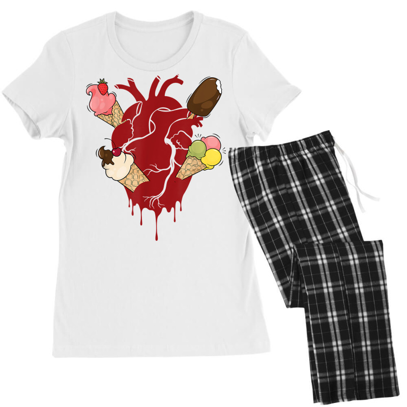 Ice Cream With Heart For Girls Teens Women Ice Cream Cone T Shirt Women's Pajamas Set by halexvvchukle | Artistshot