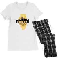 Chicago Illinois Skyline Map Art Women's Pajamas Set | Artistshot