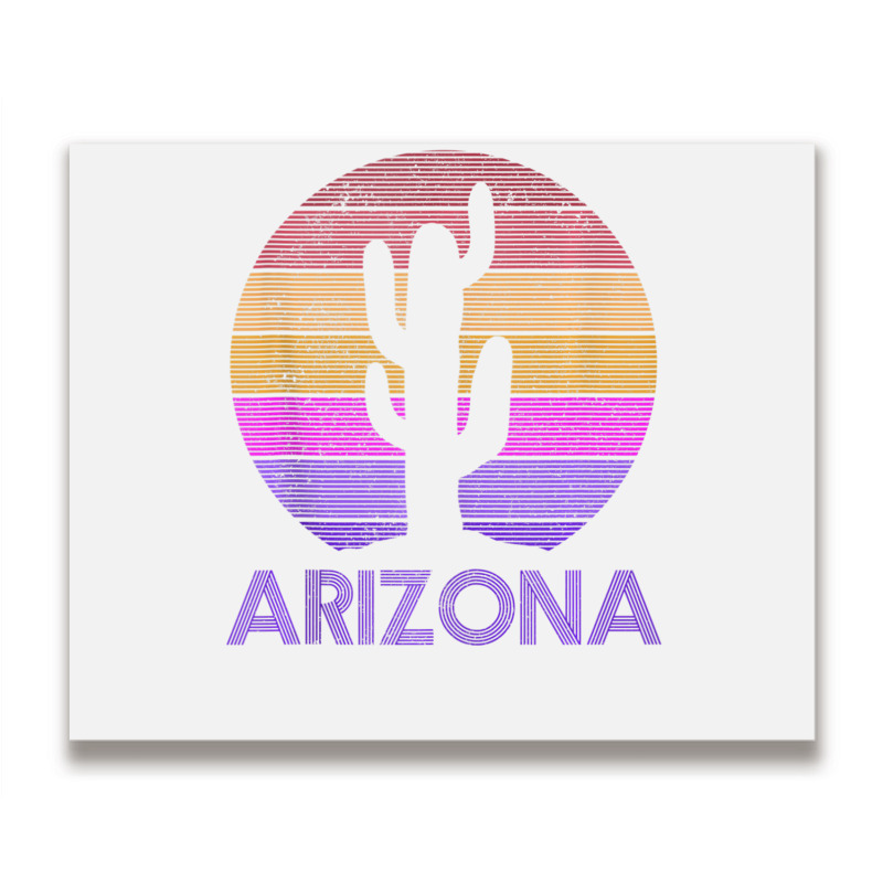 Arizona Vintage Retro Cactus Souvenir Metal Print Horizontal | Artistshot