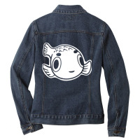 Minimal Puffer Fish Stylized Art For Bubblefish Fans Ladies Denim Jacket | Artistshot