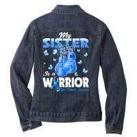 My Sister Is A Warrior Type 1 Diabetes Awareness Boxing T Shirt Ladies Denim Jacket | Artistshot