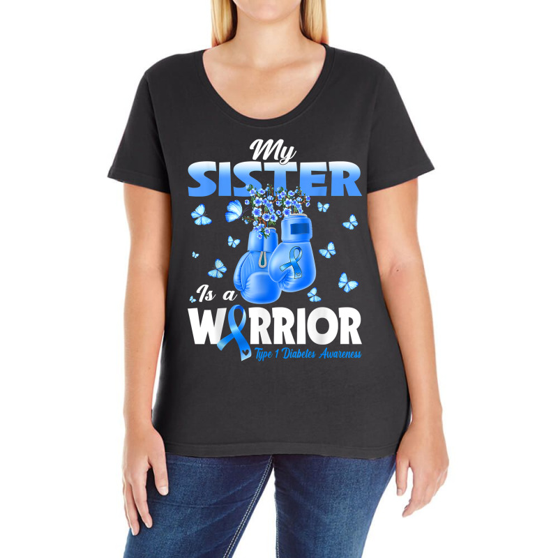 My Sister Is A Warrior Type 1 Diabetes Awareness Boxing T Shirt Ladies Curvy T-Shirt by ormtbkluss | Artistshot