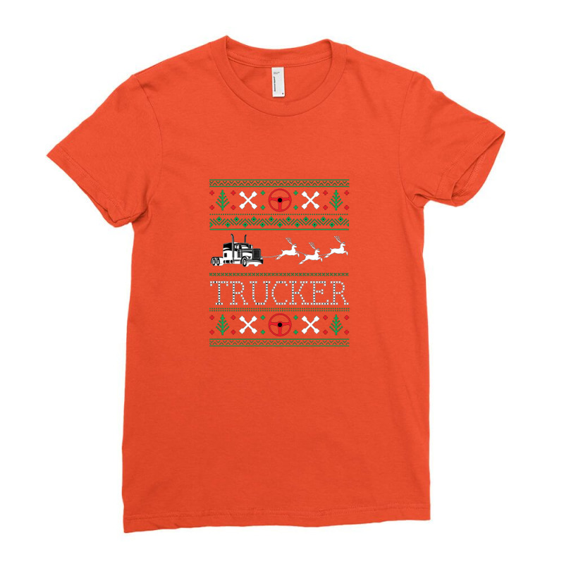 Christmas Trucker Truck Driver Ladies Fitted T-Shirt by Acoy | Artistshot