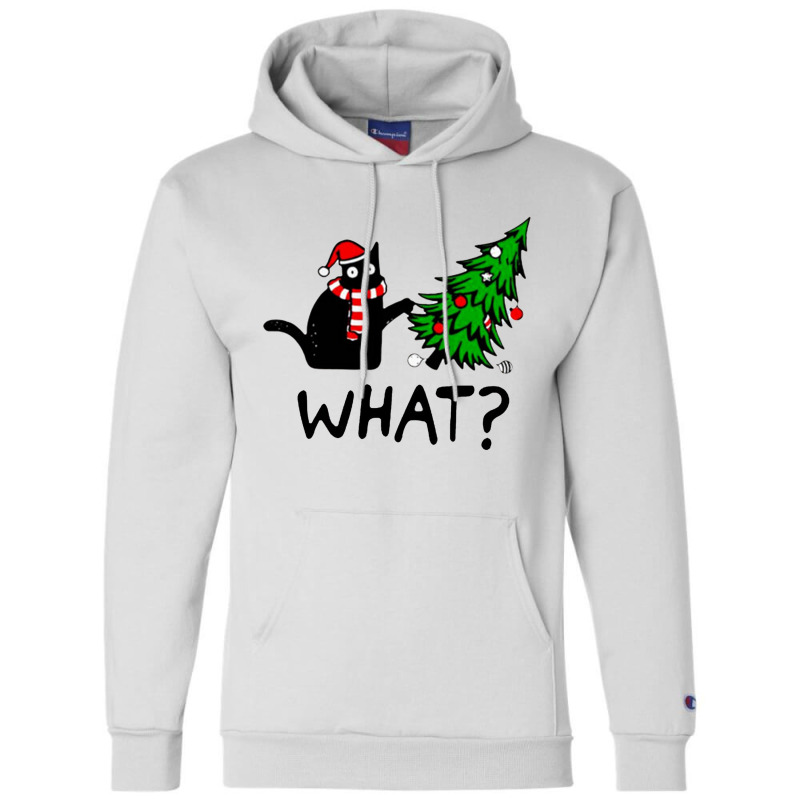 Black Cat What Christmas Champion Hoodie by Evelyn D Adkins | Artistshot