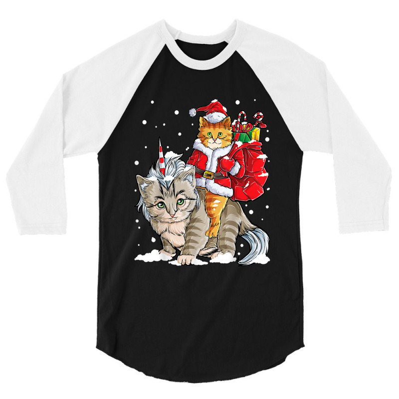 Black Cat Kitty Christmas Cat Christmas Gifts Santa Caticorn Unicorn 3/4 Sleeve Shirt by Evelyn D Adkins | Artistshot