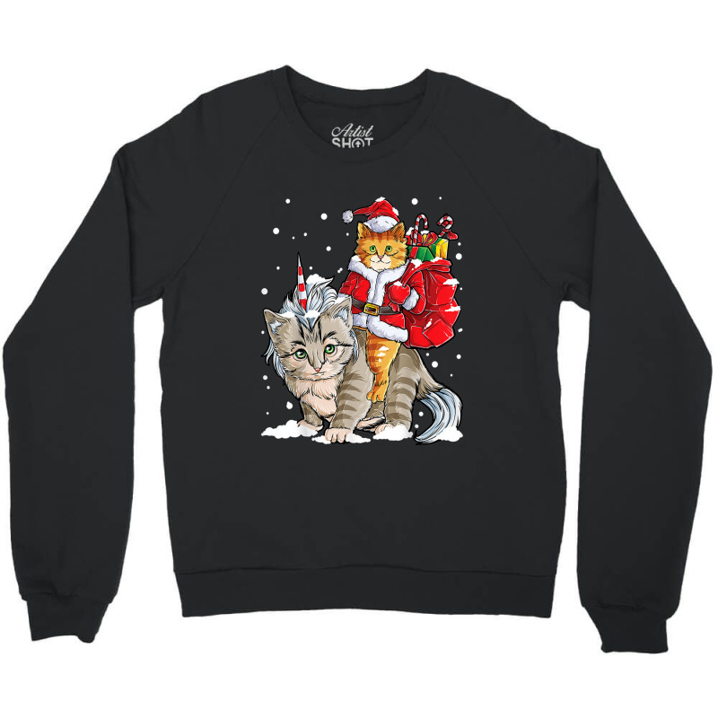 Black Cat Kitty Christmas Cat Christmas Gifts Santa Caticorn Unicorn Crewneck Sweatshirt by Evelyn D Adkins | Artistshot