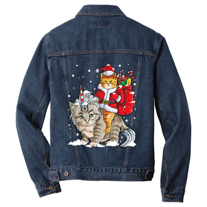 Black Cat Kitty Christmas Cat Christmas Gifts Santa Caticorn Unicorn Men Denim Jacket by Evelyn D Adkins | Artistshot