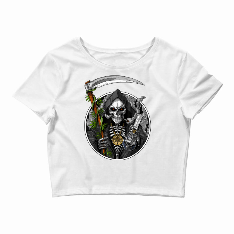 Grim Reaper Smoking Weed Smoking Skull Skeleton Crop Top By ...