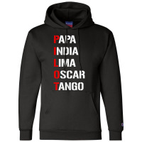 Papa India Lima Oscar Tango Phonetic Alphabet Pilot Champion Hoodie | Artistshot