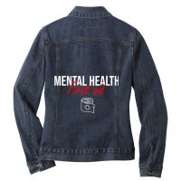 Mental Health First Aid Simple Design Ladies Denim Jacket | Artistshot