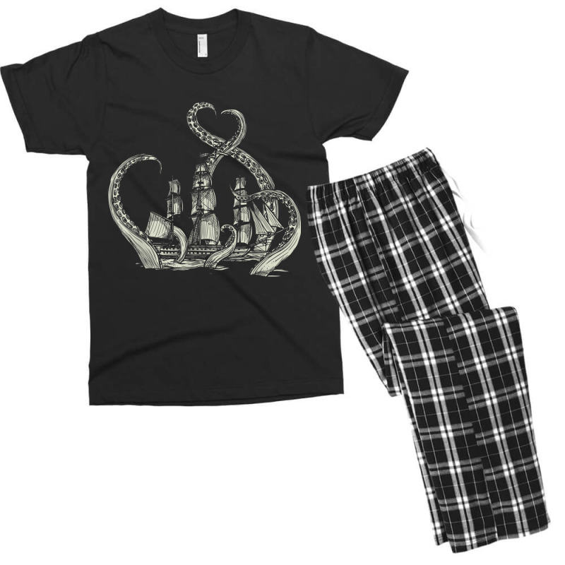 Pirate Ship Octopus Buccaneer Freebooter Crossed Bones Skull Men's T-shirt Pajama Set | Artistshot