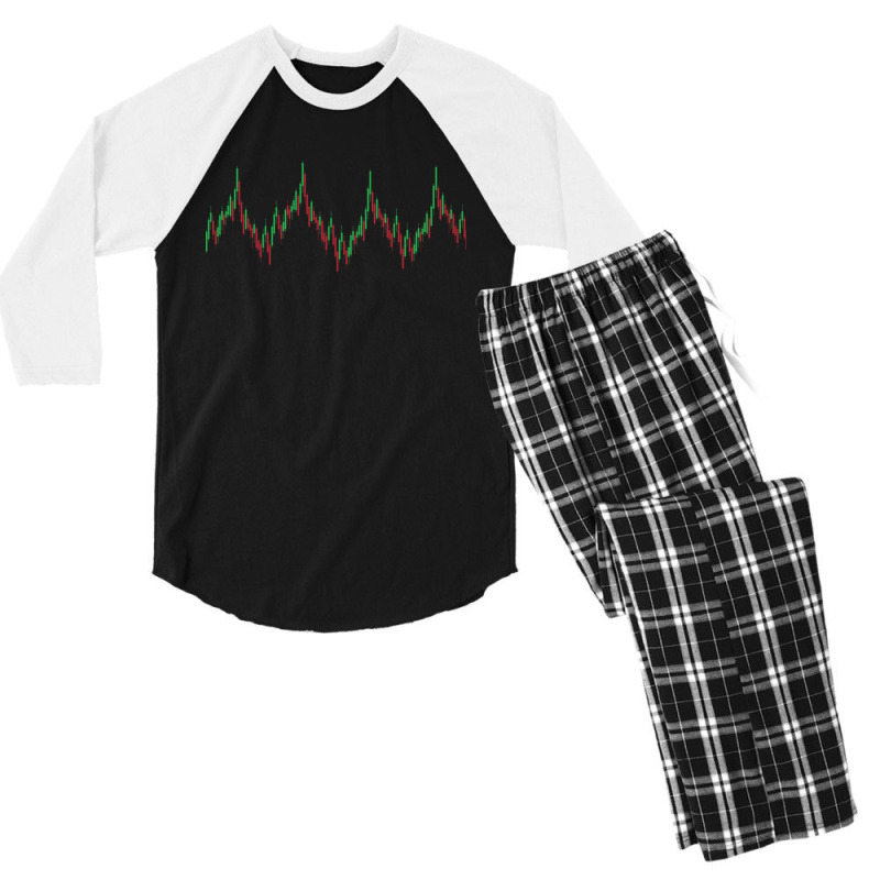 Heartbeat Candlestick Chart Exchange Stock Market Men's 3/4 Sleeve Pajama Set by MabellaPennachio | Artistshot