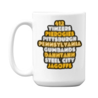 Pittsburgh 412 Jagoffs Yinzers Steel City Funny Retro 15 Oz Coffee Mug | Artistshot