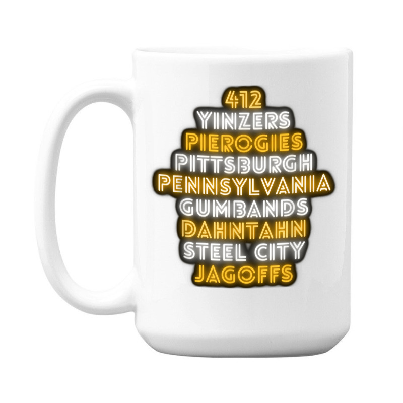 Pittsburgh 412 Jagoffs Yinzers Steel City Funny Retro 15 Oz Coffee Mug | Artistshot