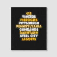 Pittsburgh 412 Jagoffs Yinzers Steel City Funny Retro Portrait Canvas Print | Artistshot