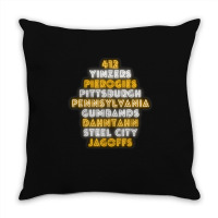 Pittsburgh 412 Jagoffs Yinzers Steel City Funny Retro Throw Pillow | Artistshot