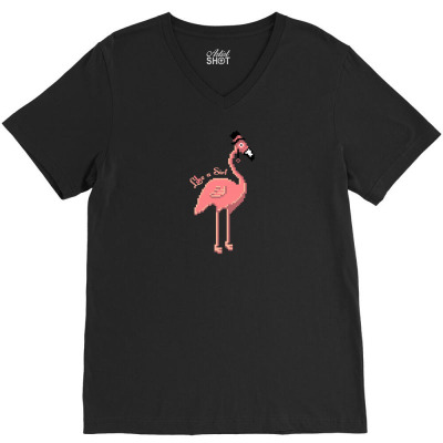 Like A Sir   Flamingo V-neck Tee Designed By Baron